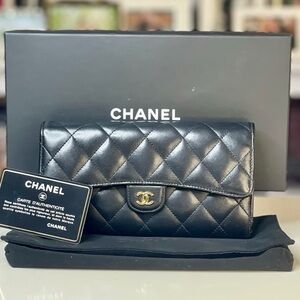 ✨ CHANEL Black Quilted Long Wallet • Gold CC • Timeless Classic ✨